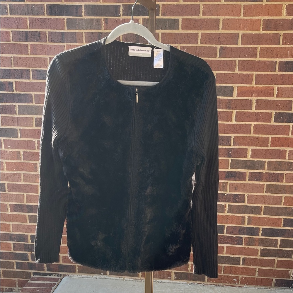 Alfred Dunner Black Ribbed Sweater